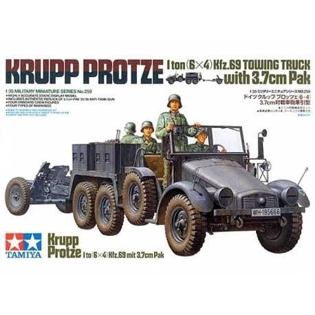 Krupp protze 1 ton 6x4 kfz 69 towing truck with 37cm pak